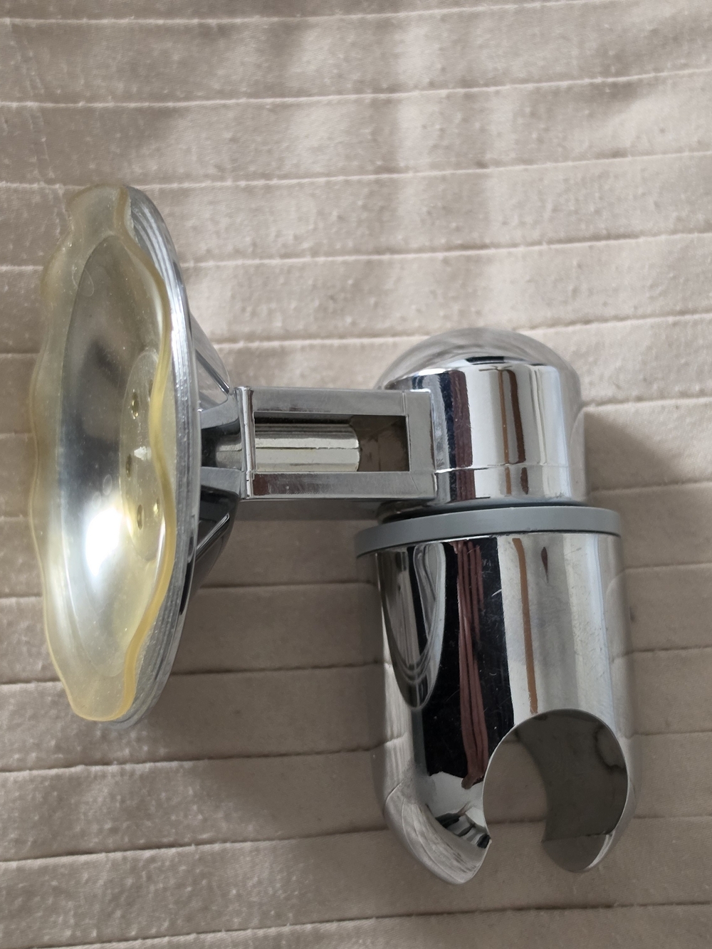Source Unknown Chrome Shower Head Bracket with Yellow Suction Cup